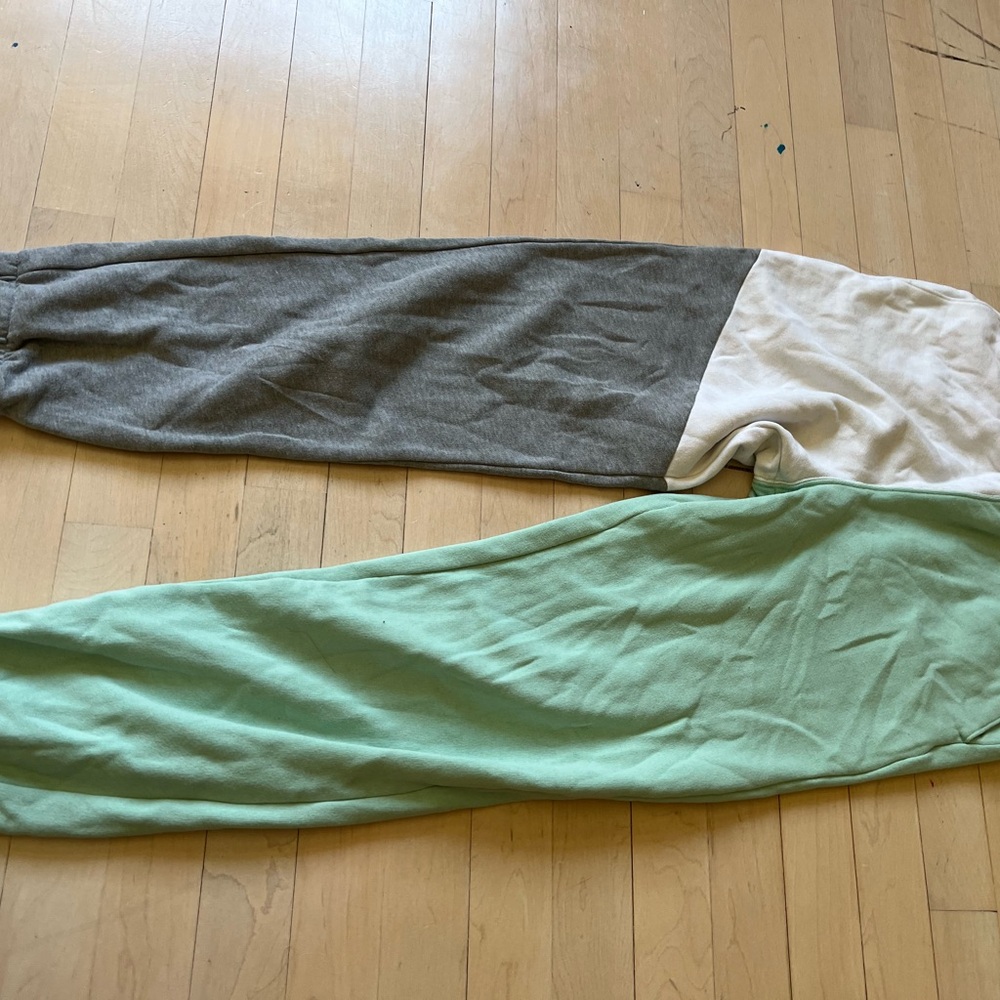 Gray and Green Colorblock Pants